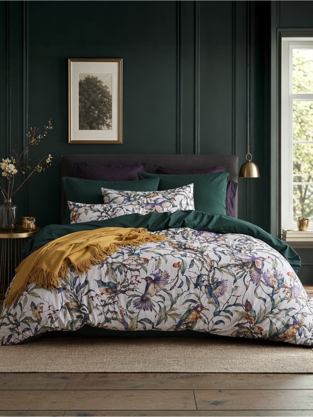 NEW Anthro Multicolor Botanical Boho Queen / King Bedding Duvet Sham Case Set
